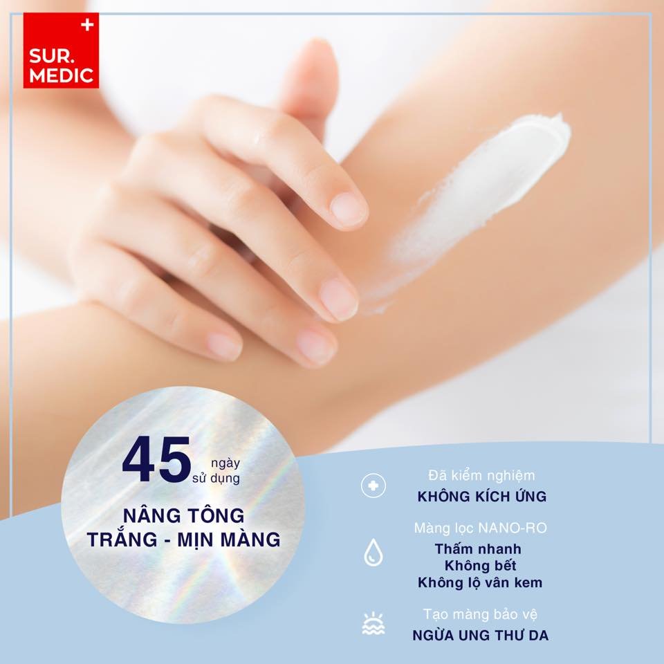 Kem Dưỡng Trắng - Nâng Tone Da Toàn Thân Sur.medic Super Glutathione 100TM Bright Body Tone Up Cream 150ml