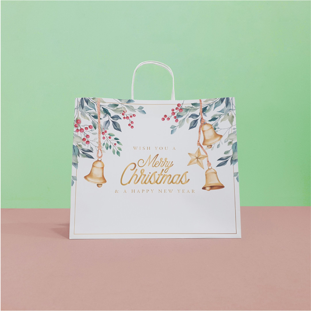 Túi giấy Kraft Trắng Noel Xmas- Size 36 x 30.5 x 12cm Mã XMAS06T