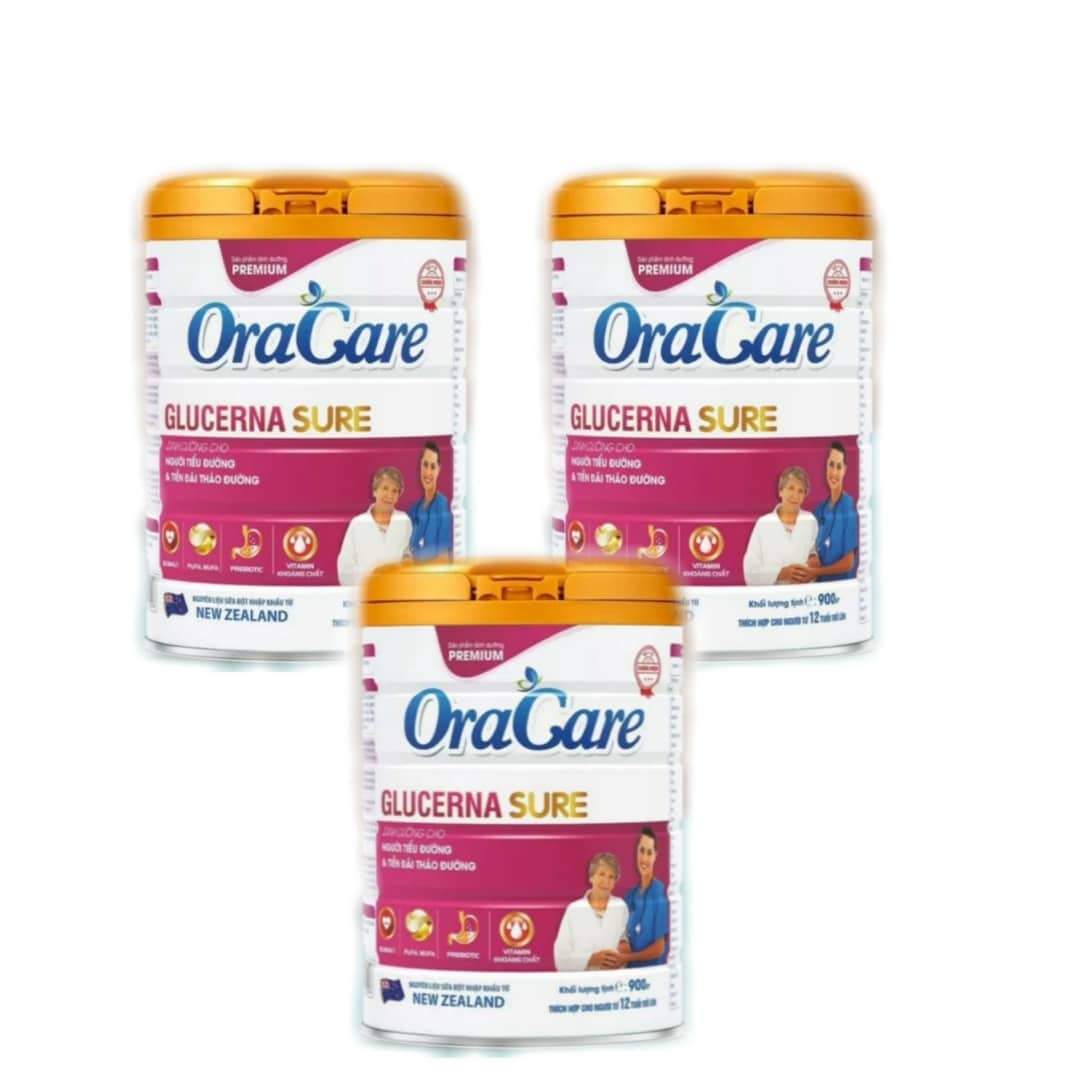 Combo 3 lon Sữa OraCare Glucerna Sure lon 900g - Dinh dưỡng cho người tiểu đường