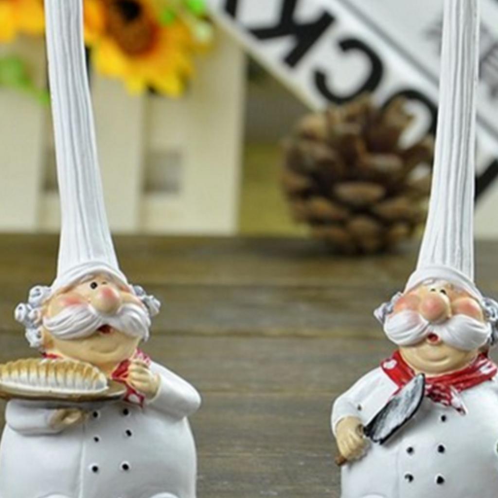 2Pack Chef Figurines Kitchen Ornaments Bookshelf Bar Figurines Collectible Gifts