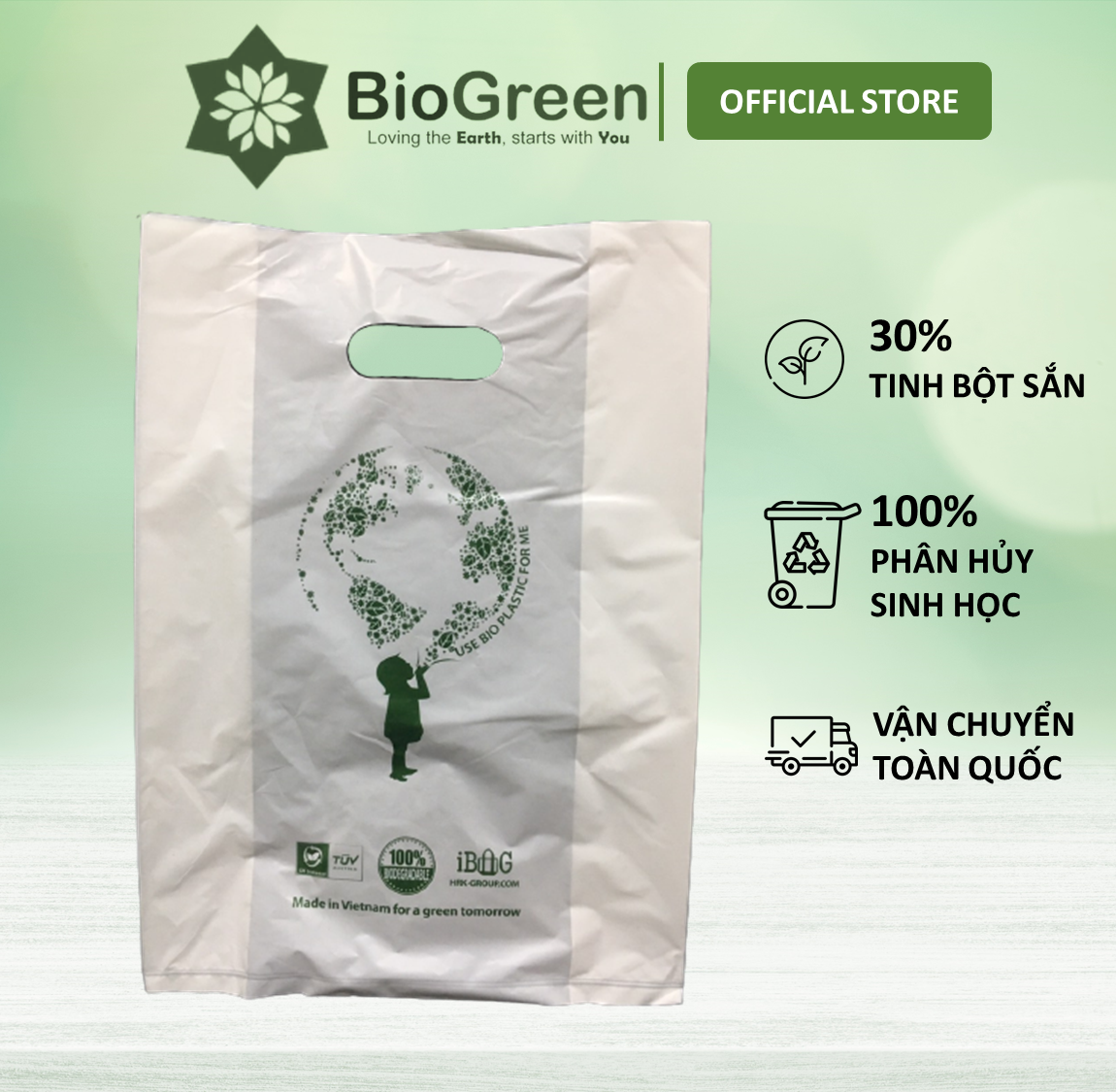 1kg túi hột xoài phân hủy sinh học size M, không nhựa 100%, đựng quần áo, thực phẩm,..