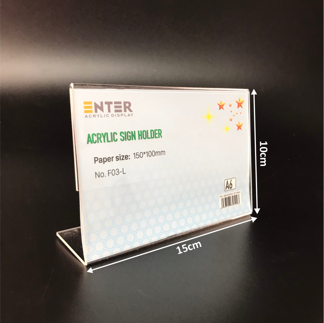 Kệ 1 mặt mica Enter F03-L 15x10cm A6 ngang