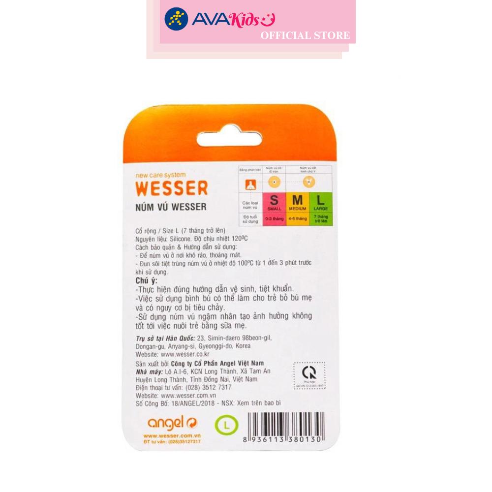 Bộ 2 núm ti Wesser cổ rộng size L (từ 7 tháng)