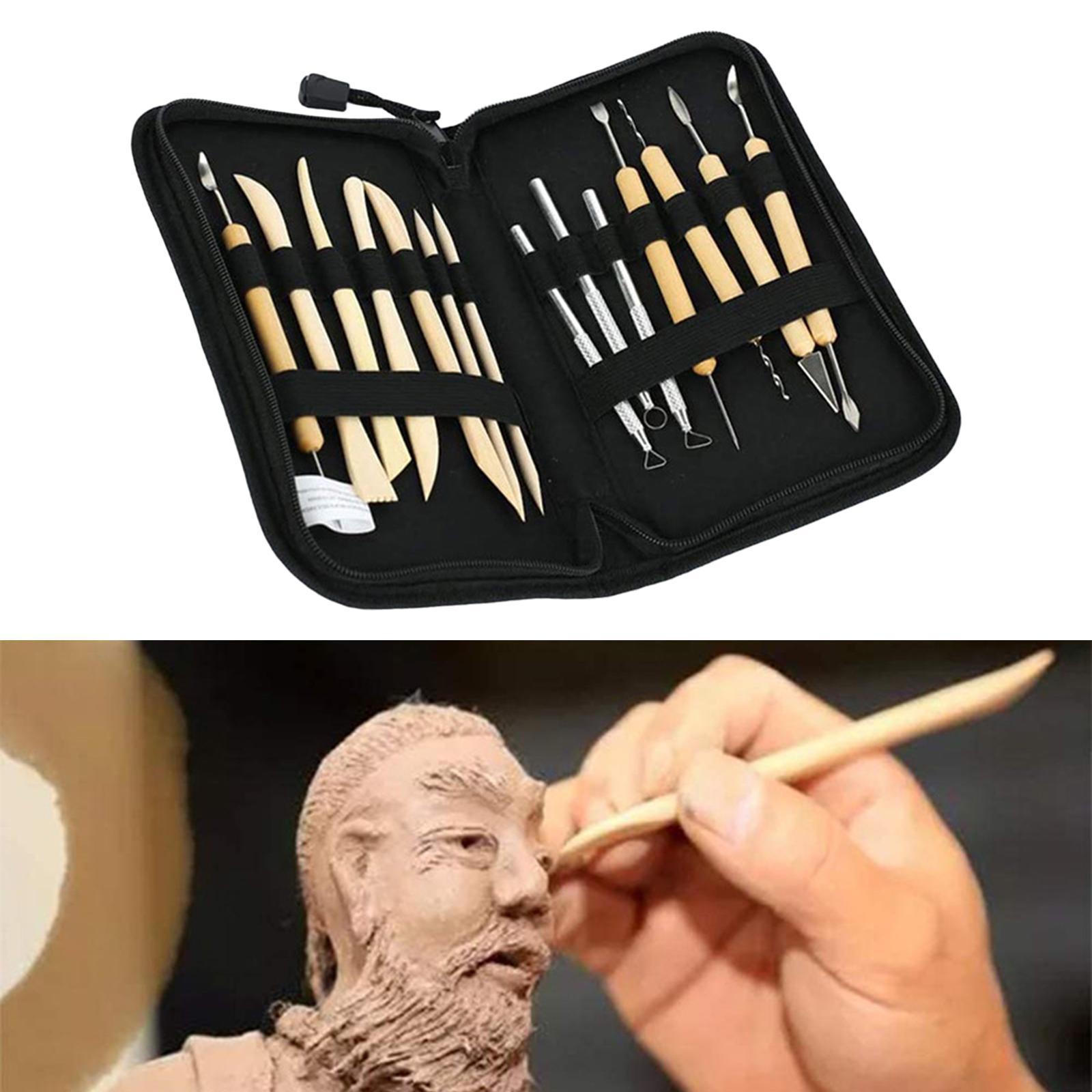 14x Polymer Clay Tools Clay Carving Tool Set with Carrying Case Clay Sculpting Tools Pottery Carving Tool Set for Carving Modeling Drawing
