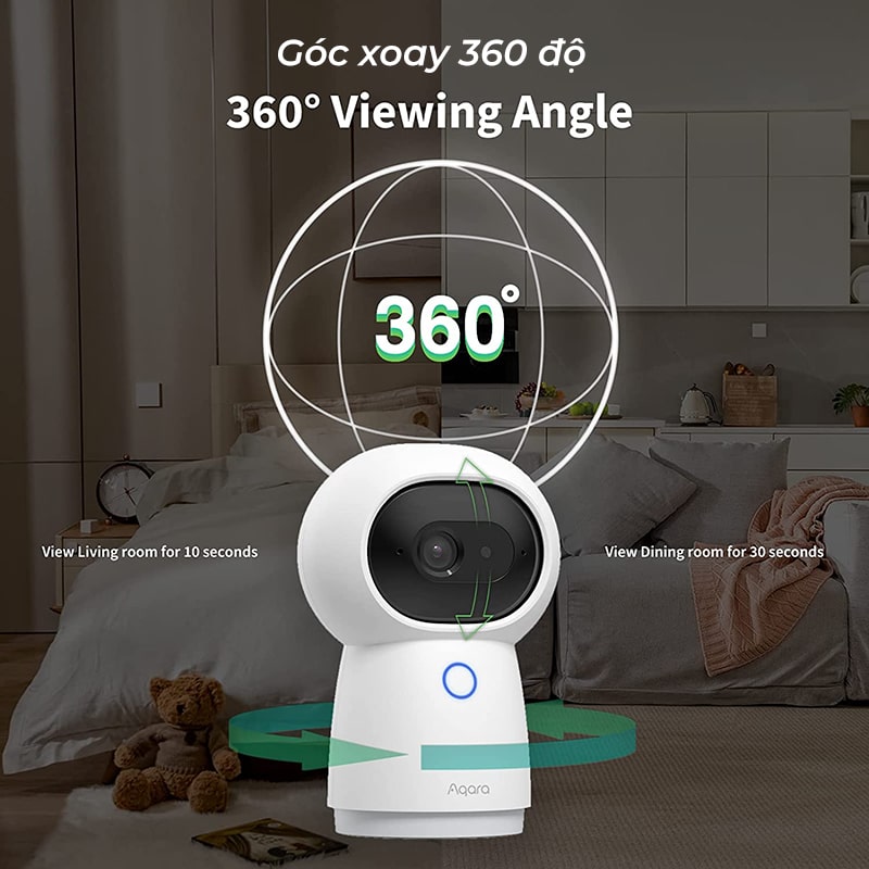 Camera Thông Minh Aqara G3 - Xoay 360 Độ Nét 2K, Nhận Diện Cử Chỉ, Điều Khiển Hồng Ngoại Từ Xa Wifi, Tương Thích HomeKit, Hàng Chính Hãng, BH 12 Tháng