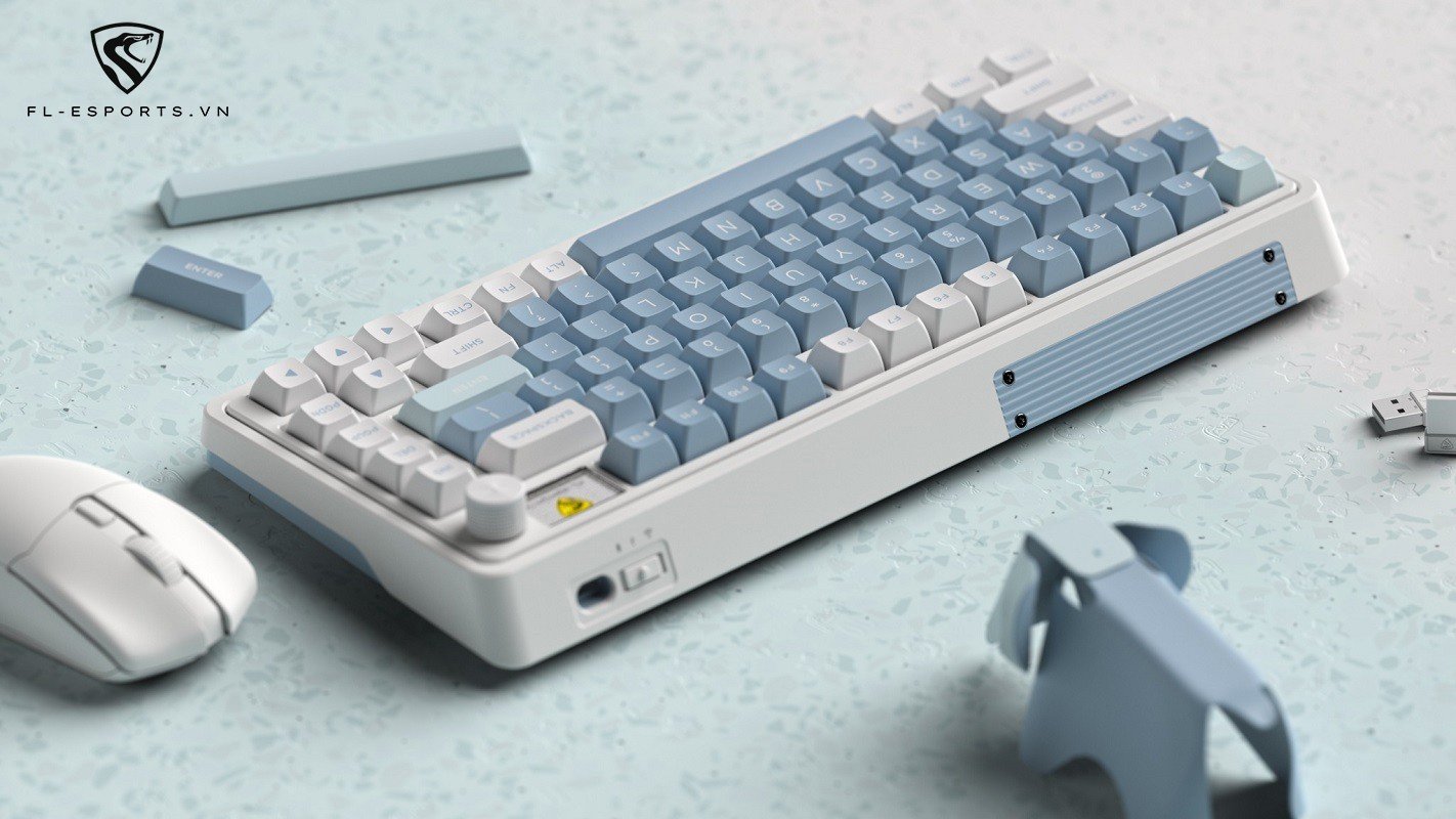 Bàn Phím FL-Esports CMK75 SAM Lake Placid Blue | 3 Mode | Màn hình TFT | Pin 3000mAh - Hàng chính hãng