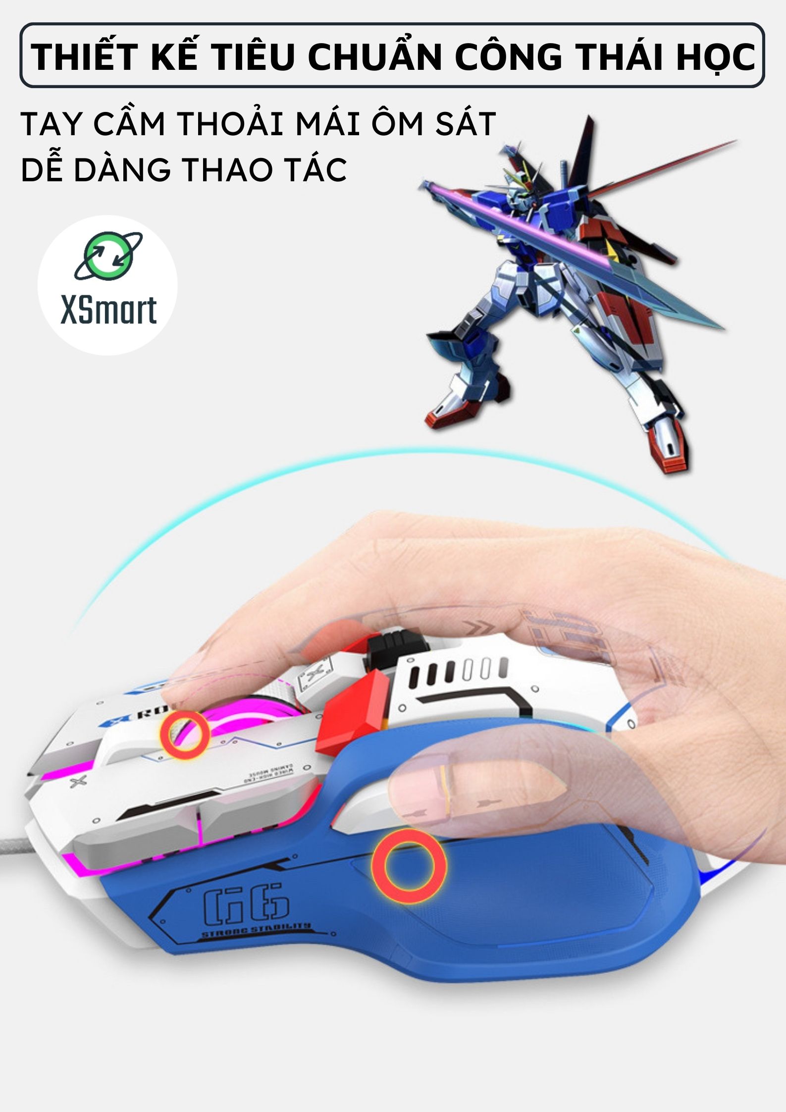 Chuột Cơ Chơi Game Máy Tính Có Dây G6 ESPORT GAMING Led Rgb 13 Chế Độ Thiết Kế Công Thái Học BH 12 Tháng - Hàng Chính Hãng