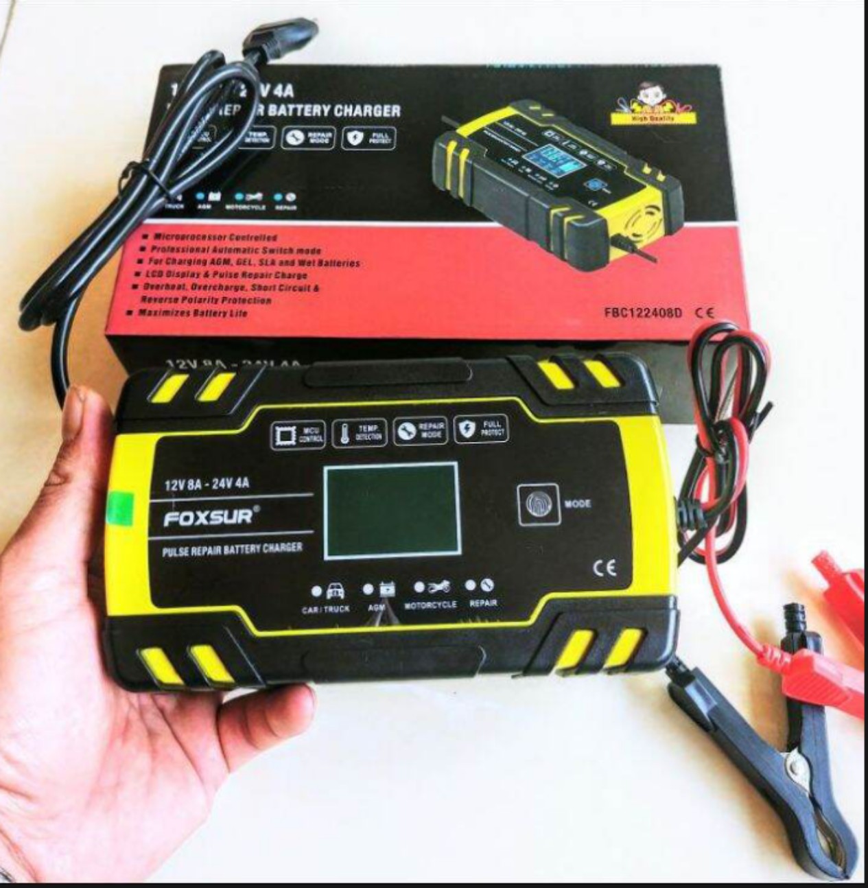 Bộ sạc bình ắc quy 12V 24V 6AH 150AH FOXSUR siêu chất siêu bền hàng chính hãng