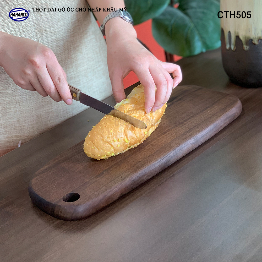 Thớt gỗ óc chó nhập khẩu Mỹ liền khối trang trí bàn ăn/ khay bánh mì/trái cây tráng miệng/bít tết/ Kê Thức Ăn Khi Thái/Pizza/Decor/chụp ảnh sản phẩm/Beef Steak- CTH505