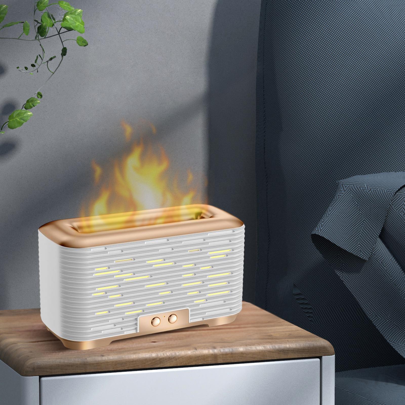 Flame Air Humidifier Diffuser Quiet 350ml Night Light USB for Home Bedroom Gold