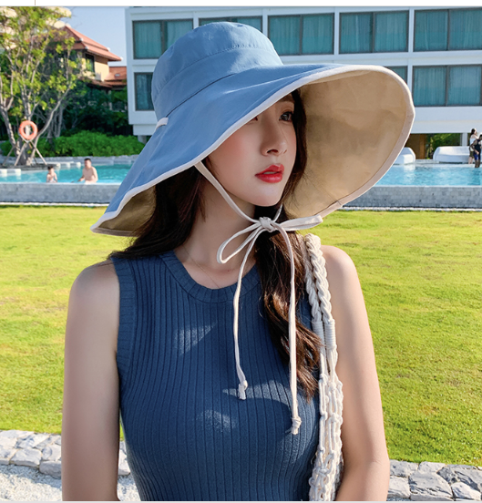 Mũ rộng vành chống nắng chống tia cực tím đội 2 mặt cao cấp, nón nữ đi nắng thời trang tạo kiểu