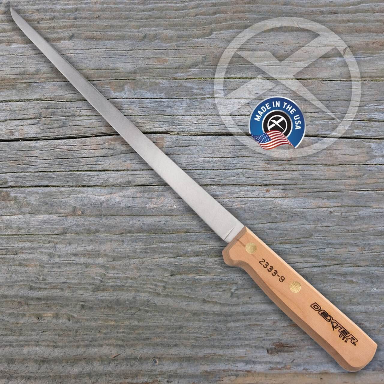 Dao Phi Lê Lọc Thịt Cá Lưỡi 230 mm Dẻo Bản Hẹp Thép Hợp Kim Cao Cấp, Chuôi Gỗ, Chính Hãng Mỹ Dexter Russell S2333-9