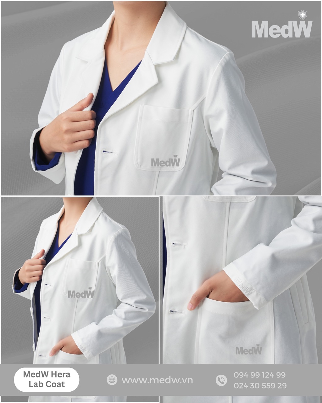 MedW Hera Lab Coat Áo (Nữ) Áo Blouse Bác Sĩ Thẩm Mỹ Da Liễu Nha Khoa, Trang Phục Y Tế Phòng Khám Bệnh Viện Chuyên Khoa Đa Khoa Thiết Kế Pháp Trang Trọng Vật Liệu Kaki Nhật Chuyên Biệt Y Tế Không Bám Dính Chống Thấm