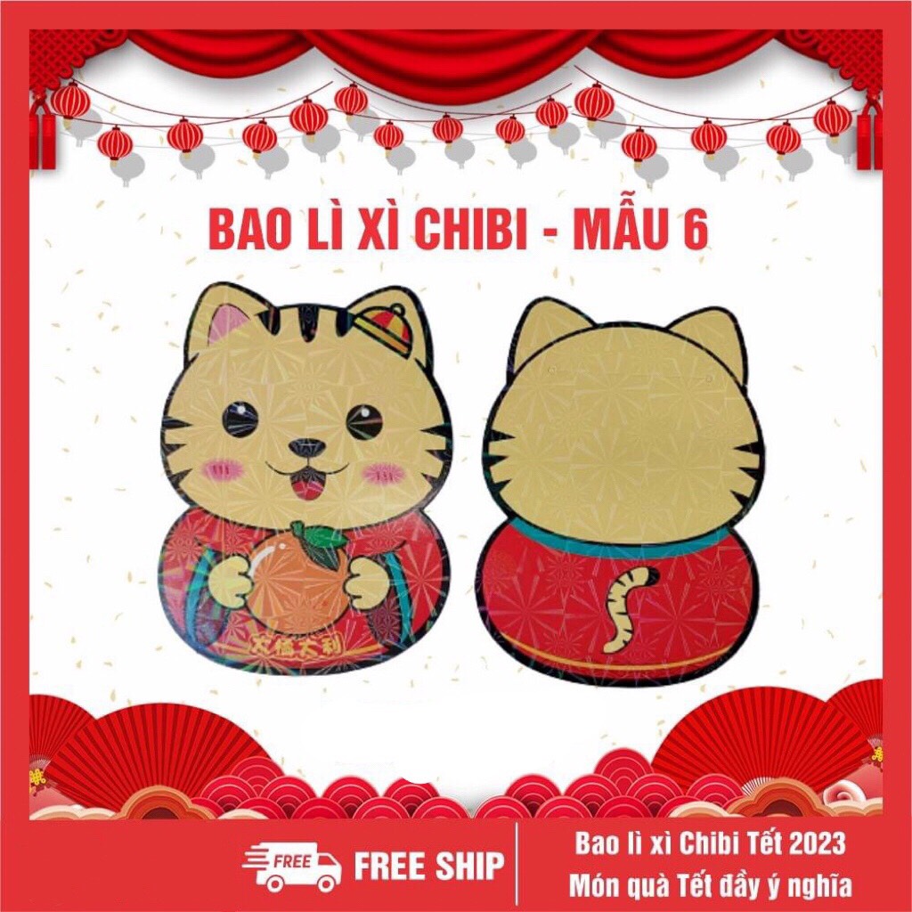 Bao lì xì chibi Tết 2023 cute dễ thương có phản quang - Giao mẫu ngẫu nhiên