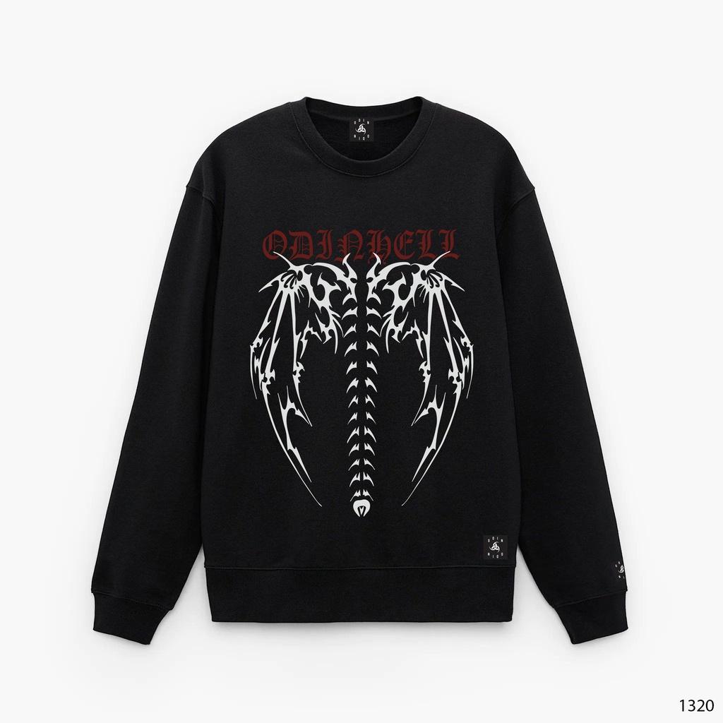 Áo Sweater OD Oversize Hell Wings, áo nỉ dài tay Unisex ODIN CLOTHING