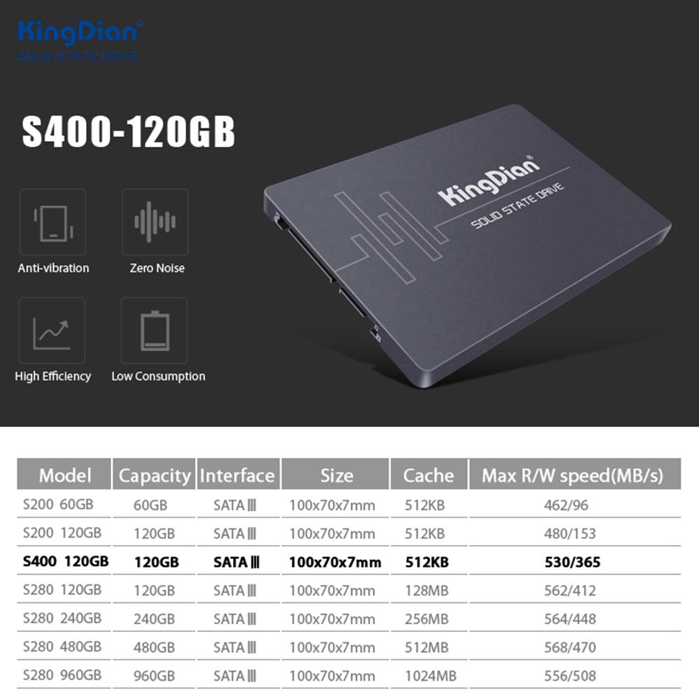 Ổ cứng thể rắn di động KingDian Giao diện SATA3 S400 120GB cho máy tính xách tay