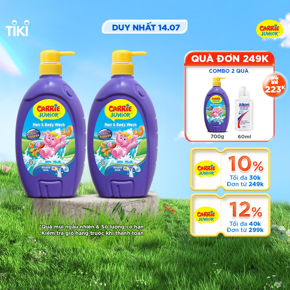 Combo 2 Sữa Tắm Gội Cho Bé Carrie Junior Hương Tinh Chất Sữa (700g/chai)