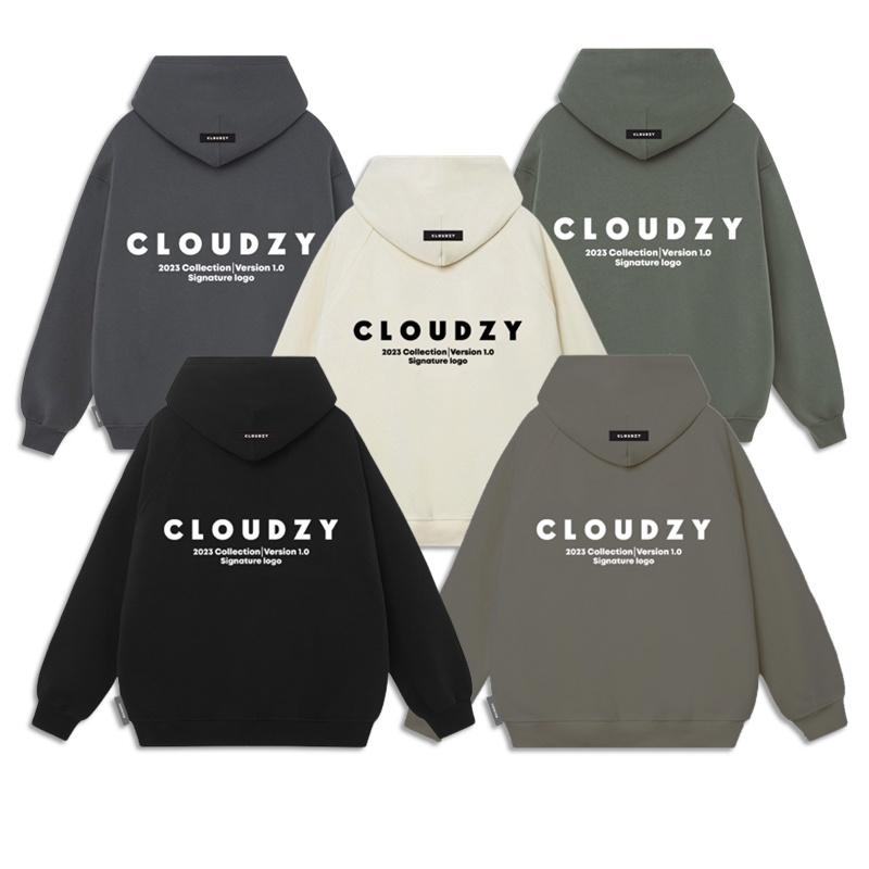 Áo hoodie nam nữ local brand unisex cặp đôi nỉ ngoại cotton form rộng có mũ xám đen dày cute zip SIGNATUTE LOGO V1