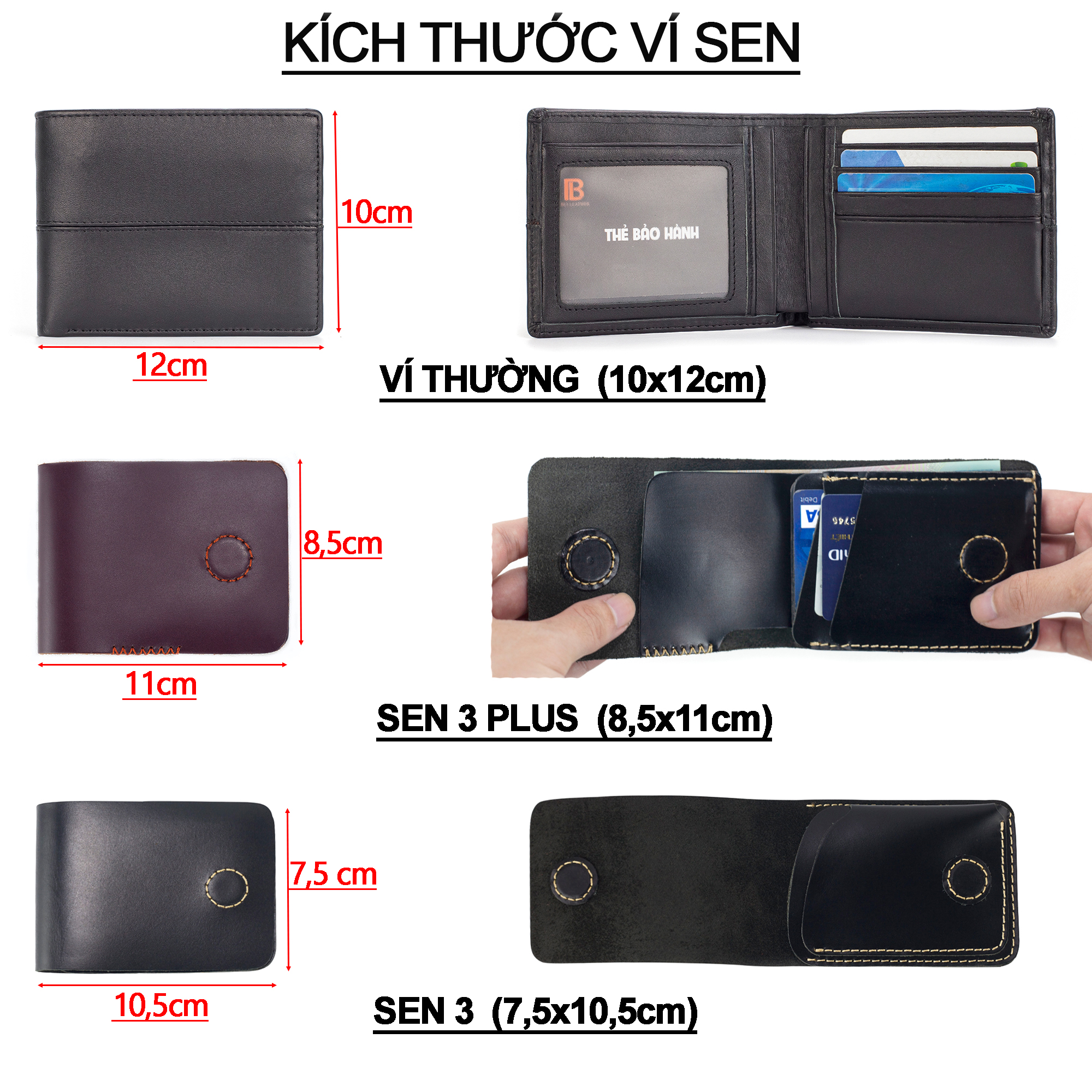 Ví sen 3 PLUS da bò Pullup V123, bóp mini nam nhỏ gọn hai màu đen và nâu, đường chỉ may tinh tế, đựng thẻ kẹp tiền tiện lợi, fullbox, thương hiệu Bụi leather chuyên đồ da thật