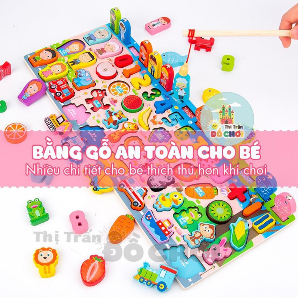 Bộ đồ chơi học tập cho bé bảng ghép hình và số bằng gỗ kèm câu cá nam châm 36 chi tiết 9650