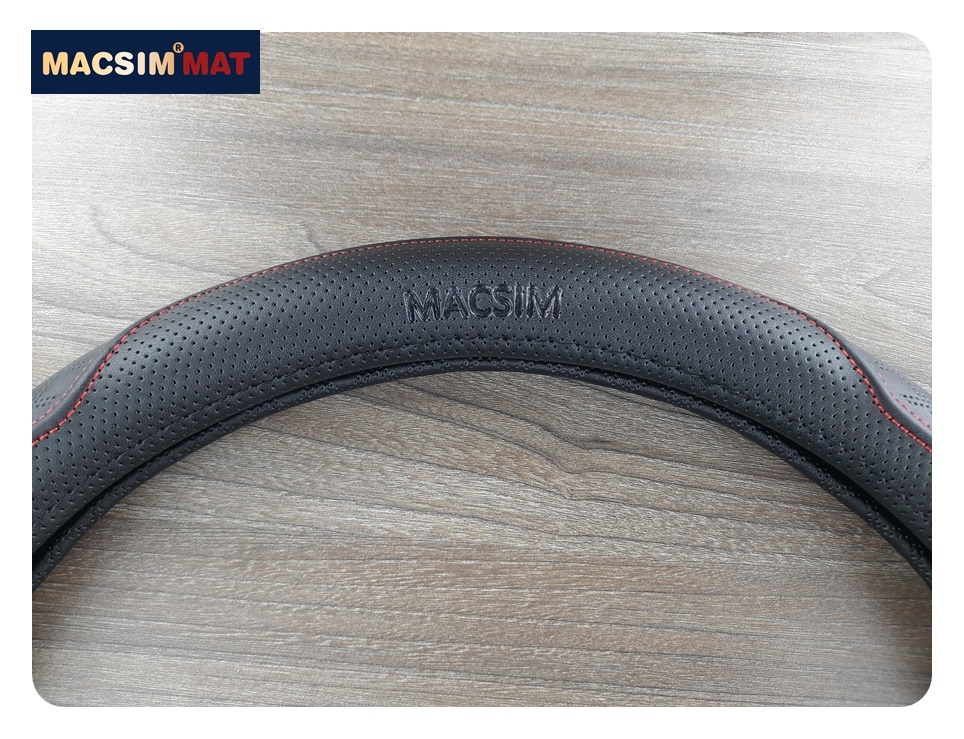 Bọc vô lăng cao cấp Macsim mã L612 mới chất liệu da thật - Khâu tay 100% size M màu đen