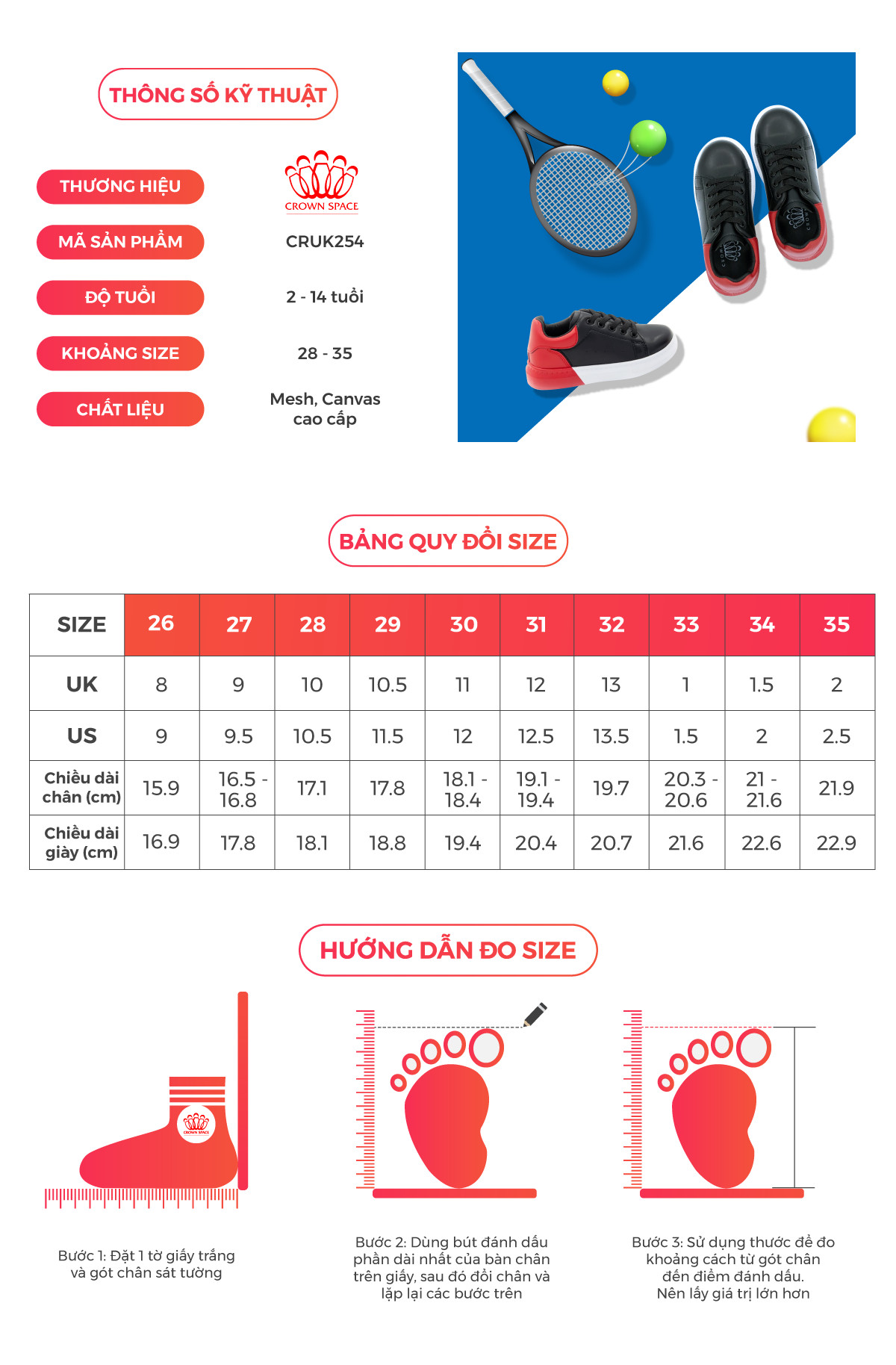 Giày Thể Thao Sneaker Bé Trai Bé Gái Đi Học Cổ Thấp Crown Space UK Active CRUK254 Cho Trẻ em Chất Liệu Cao Cấp  Siêu Nhẹ Êm Size 28-36/4-14 Tuổi