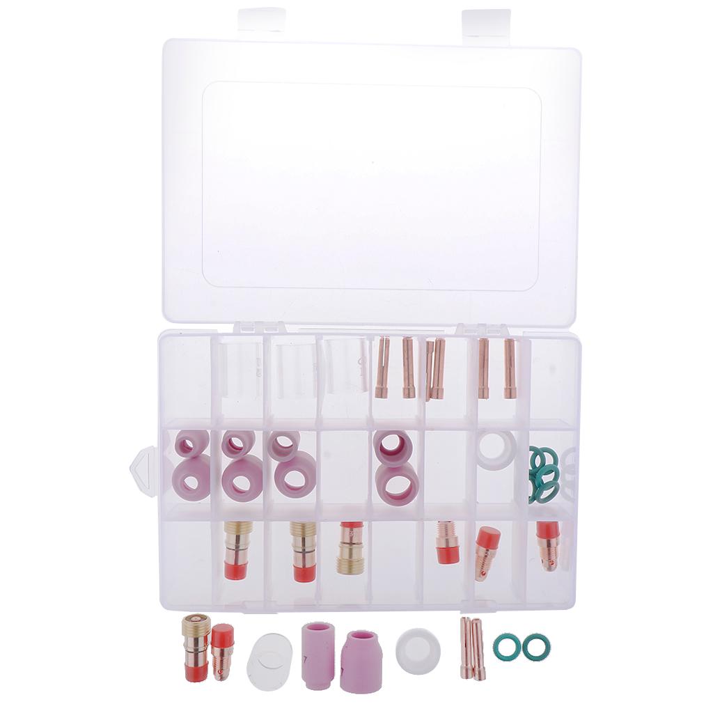 40PCS Nozzle Gas Lens Collet Pyrex Cup Consumables Kit For TIG Welding Torch