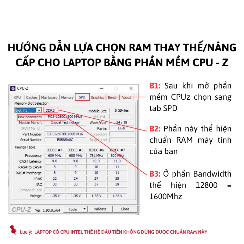 Ram máy tính laptop 8GB DDR3 Bus 1600 samsung dùng cho laptop Core i thế hệ 1, 2 - Hàng chính hãng