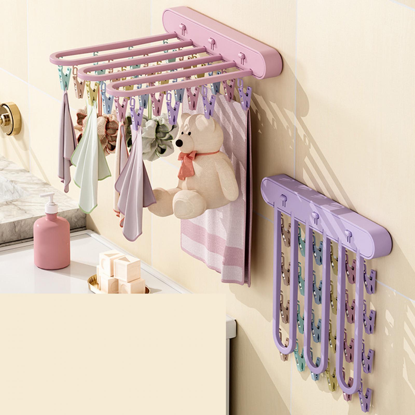 Socks Hanger Clothing Hanger Support Hanger Laundry Clip Stable Organization with 24 Clips Underwear Hanging for Outdoor Skirt Indoor Pants