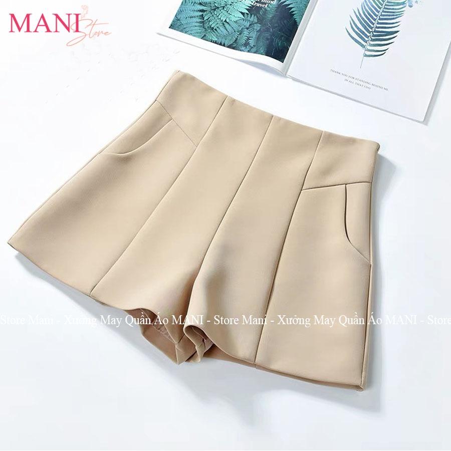 Quần short nữ cạp liền siêu cao có túi khóa thật - Màu Đen Trắng Kem - Vải tuyết mưa mềm mát chạy bộ gym mặc nhà ngủ đi