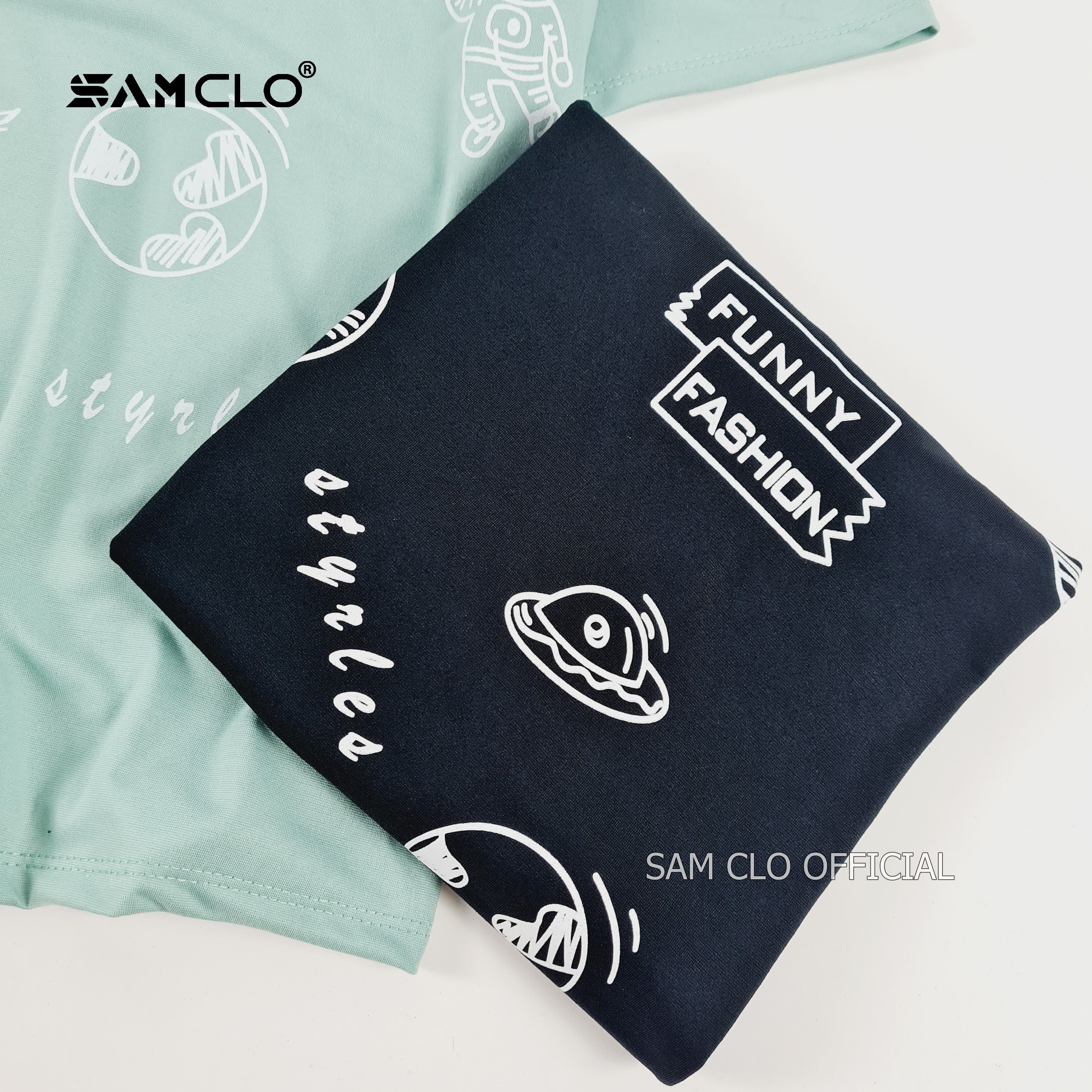 Áo thun tay lỡ nữ SAM CLO freesize phông form rộng dáng Unisex, mặc lớp, nhóm, cặp, in chữ FUNNY FASHION