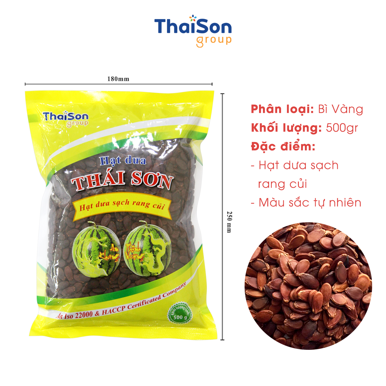 Hạt Dưa sạch Thái Sơn rang củi không nhuộm màu ngon đặc biệt 1Kg loại bì vàng HD1MV