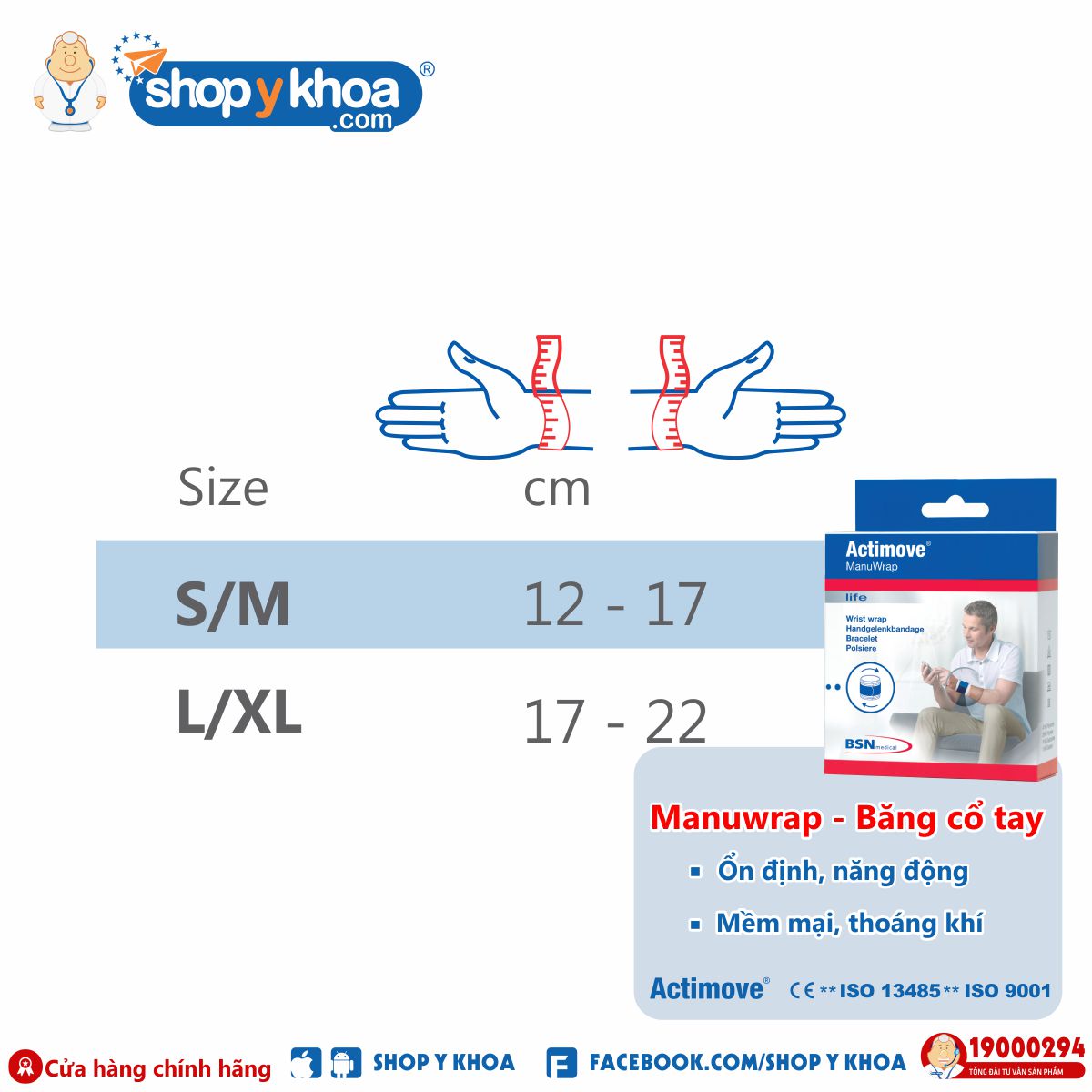 Băng cổ tay chấn thương và thể thao Actimove ManuWrap