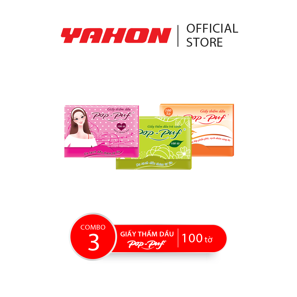 Combo Hộp Giấy Thắm Dầu POP-PUF (Màu Ngẫu Nhiên), 100 Tờ/Hộp