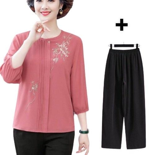 Bộ quần áo trung niên cho mẹ và bà kiểu dáng sang trọng lịch sự thoải mái