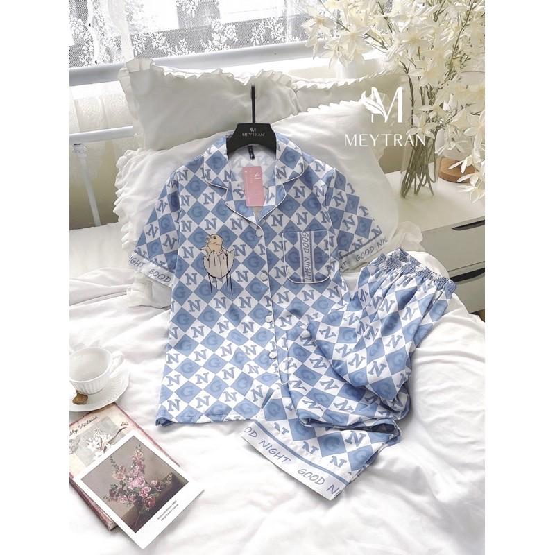 BỘ ĐỒ PYJAMA TAY NGẮN QUẦN DÀI HOẠ TIẾT CHỮ 3 MÀU