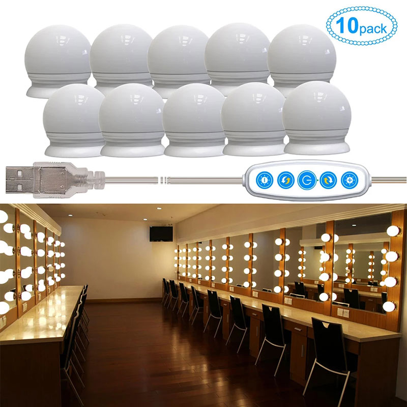 Chuỗi dây đèn led gương trang điểm 10 bóng 5 màu điều chỉnh