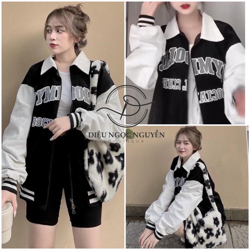 Khoác cổ bẻ hót trendss chữ phối màu unisex umi (kèm ảnh thật và video)