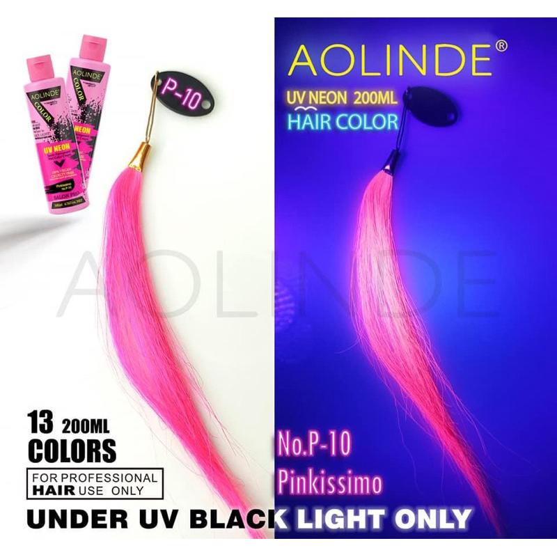 Kem nhuộm tóc Semi UV Neon không Amoniac trên nền tóc tẩy Level 9 - Aolinde Màu hồng Pink 200ml + Gội xả gói Karseell 15ml