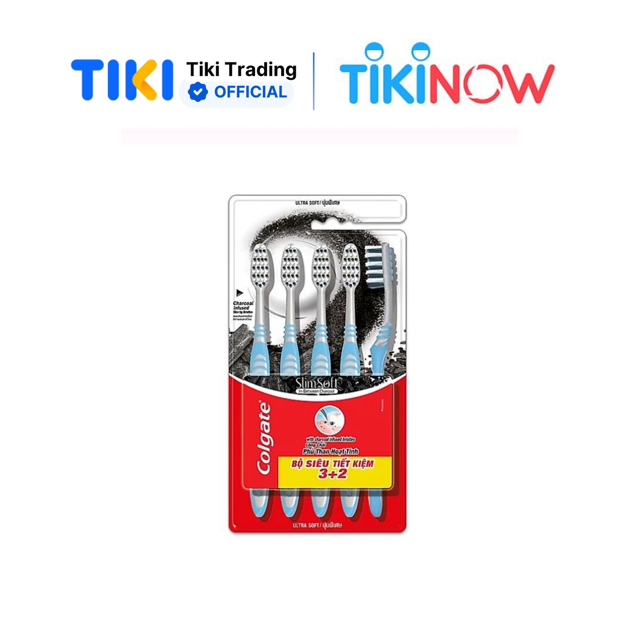 Bộ 5 Bàn chải Colgate Slimsoft Between Charcoal lông chải mềm mảnh xen sợi phủ than hoạt tính