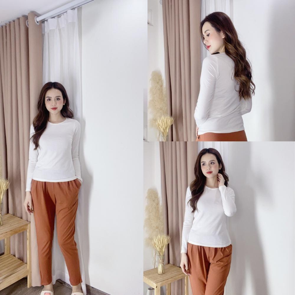 Bộ mặc nhà tay dài nữ thu đông Cotton chất len cao cấp, giá rẻ có đủ size Từ S đến xxl