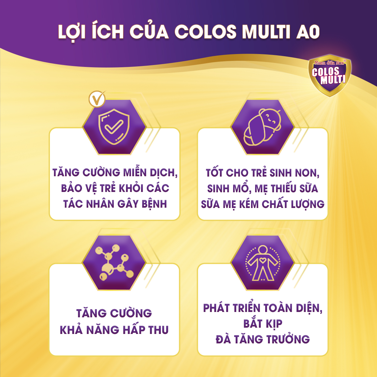 Sữa non Colosmulti A0 hộp 2 gói x 14g tăng sức đề kháng cho trẻ - MẪU THỬ