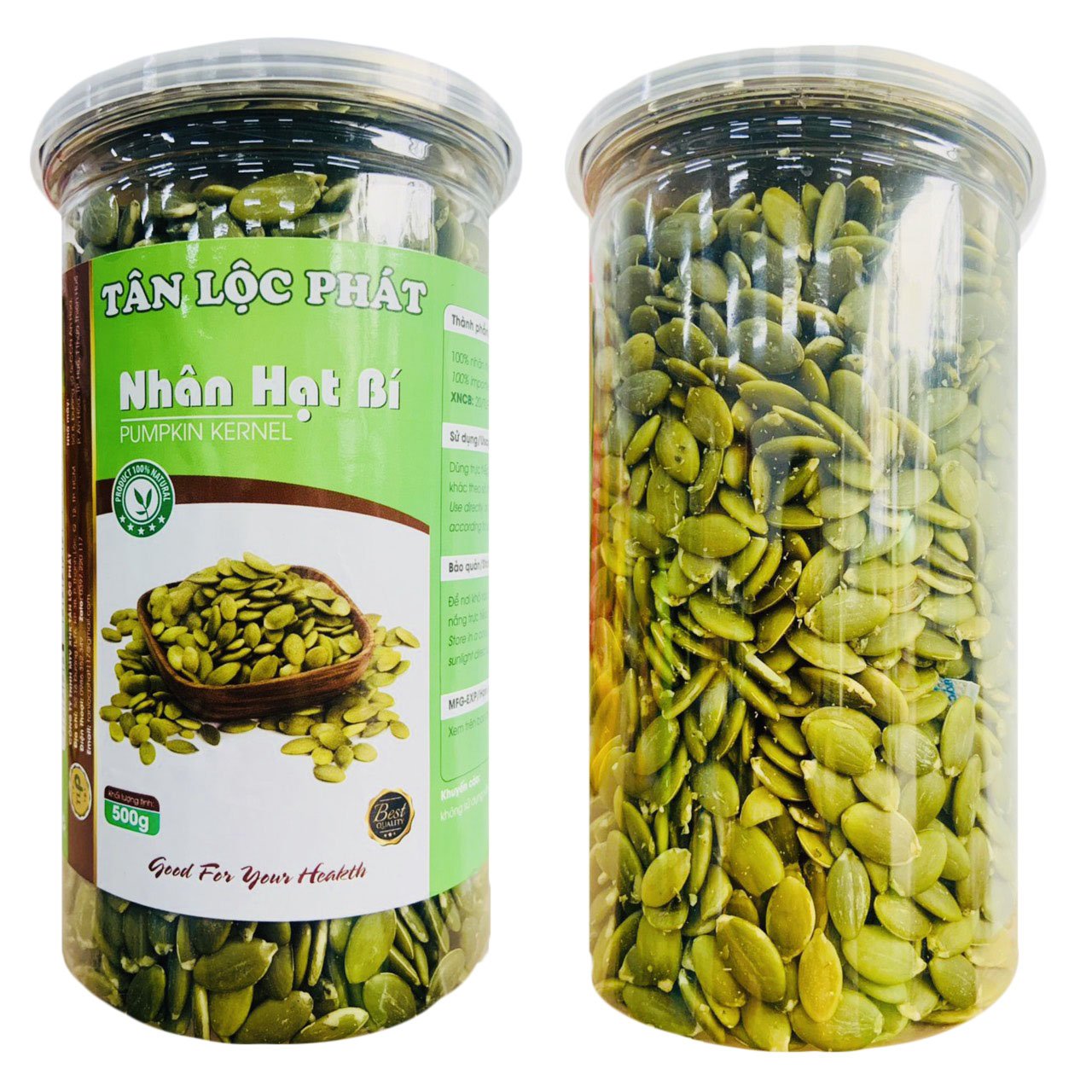 NHÂN HẠT BÍ TÂN LỘC PHÁT COMBO 1KG - MỖI HŨ 500G