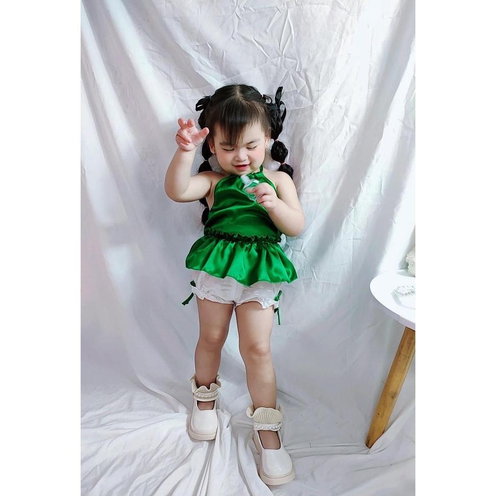 Set quần áo bé gái yếm xanh 8-23kg Angel Baby Shop Thời Trang Thiết Kế