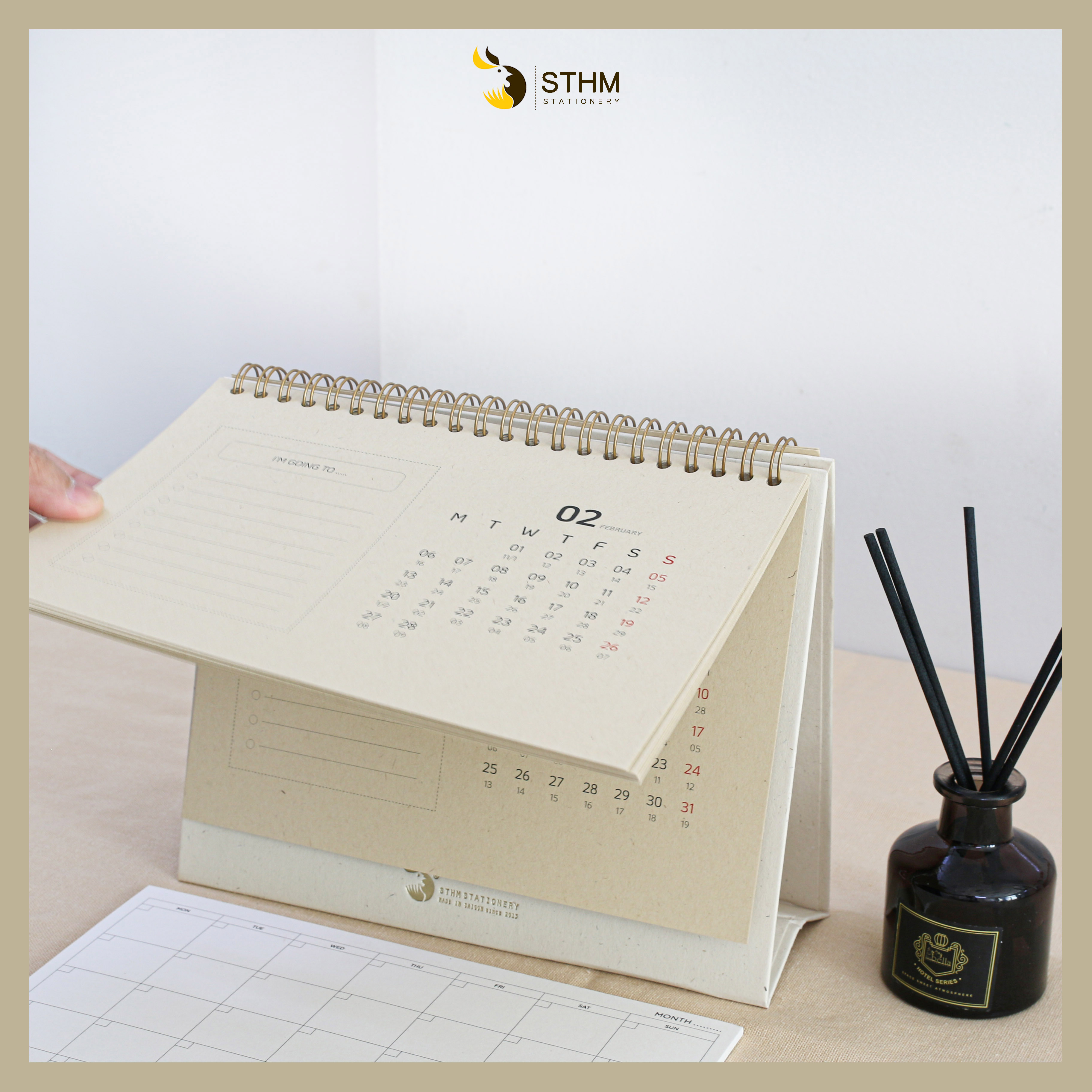 [STHM stationery] - Lịch bàn lò xo 2023 - Brown - Giấy mỹ thuật cao cấp - Có lịch âm dương và checklist