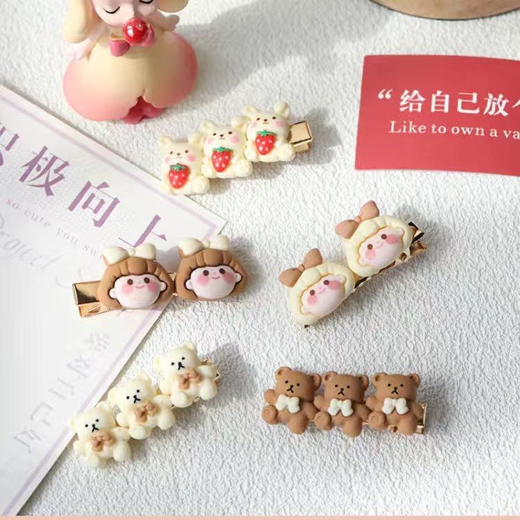 Bộ nguyên vật liệu tự làm 6 kẹp tóc handmade DIY cặp tóc dễ thương đơn giản cute đáng yêu kẹp mái mỏ vịt