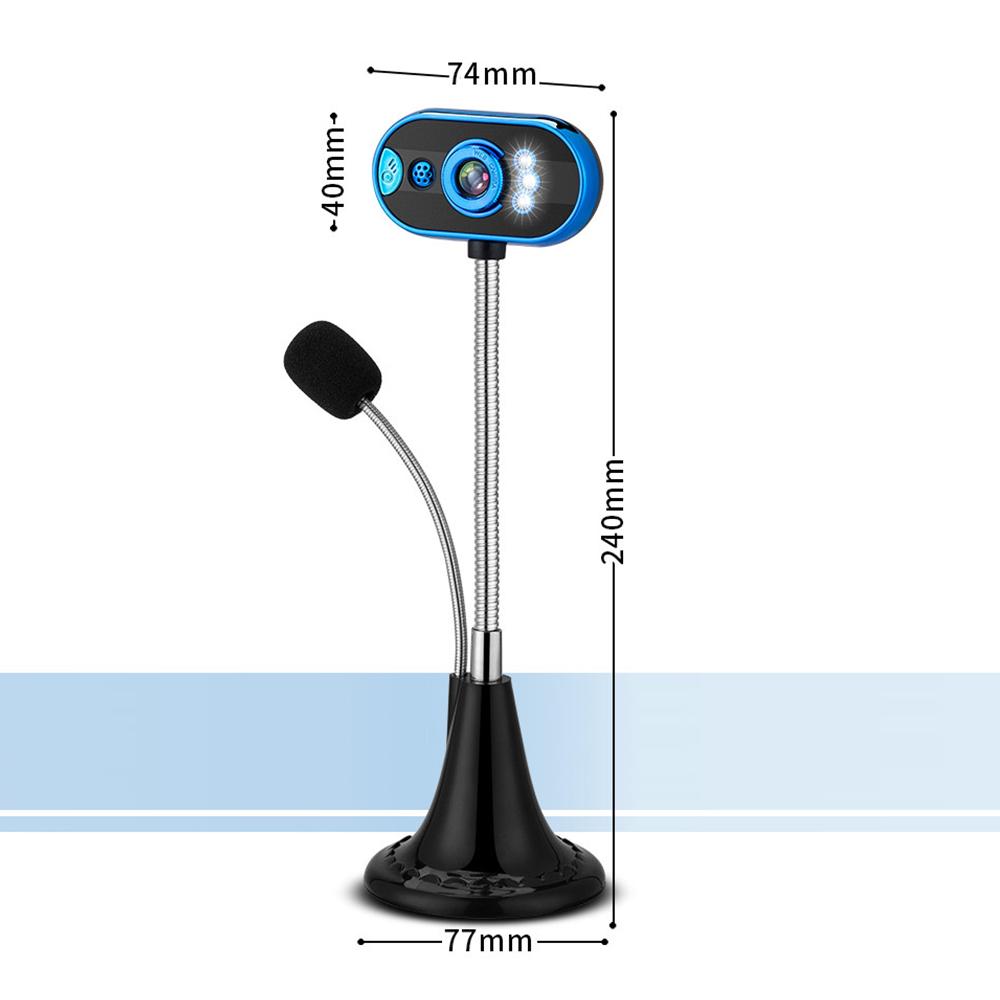 Webcam Ánh sáng ban đêm với micrô Tương thích với máy tính để bàn 480P USB Plug and Play
