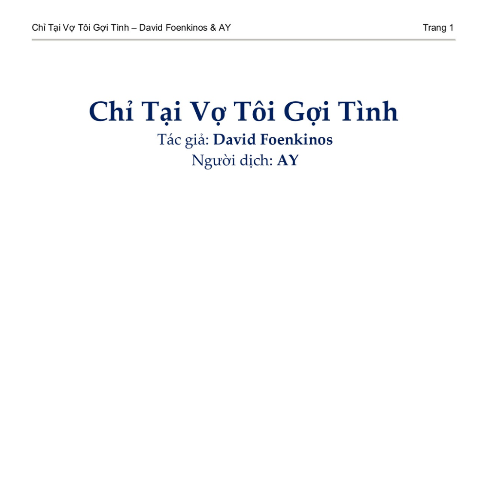 Chỉ Tại Vợ Tôi Gợi Tình