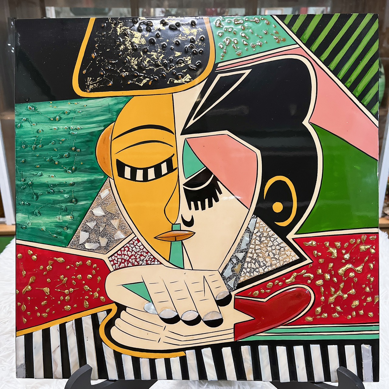 Tranh Sơn Mài - Họa Tiết PICASSO | Size 40x40 cm | Kèm Khung Sơn Mài Cao Cấp