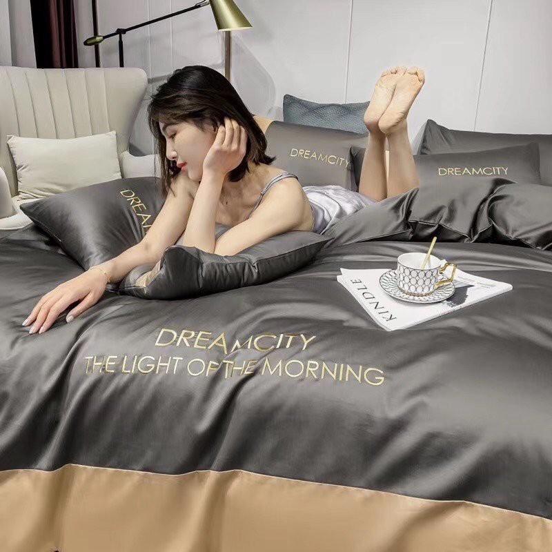 Bộ Vỏ Chăn Ga Gối Lụa DREAM - SUMOI Đơn Giản Mà Cực Chất - Màu Nâu Tây